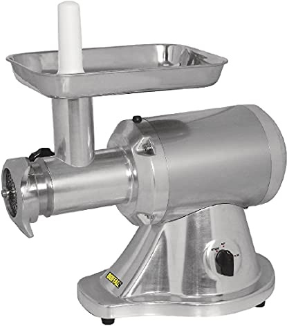 Buffalo 800W Hochleistungs-Fleischwolf für den gewerblichen Einsatz, Edelstahl, Leistung: 250 kg/Std., Hochleistungs-Fleischwolf, Edelstahltrichter, inkl. 3x Wurstfülldüsen & Adapter, CD400