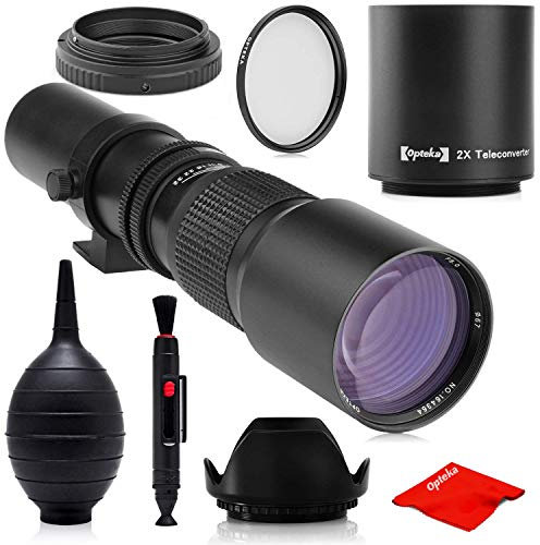 Super 500mm/1000mm f/8 Manual Telephoto Lens for Canon EOS 80D, 70D, 60D, 60Da, 50D, 40D, 30D, 1Ds, Mark III II, 7D, 6D, 5D, 5DS, Rebel T6s, T6i, T6, T5i, T5, T4i, T3i, T3, SL1 Digital SLR Cameras