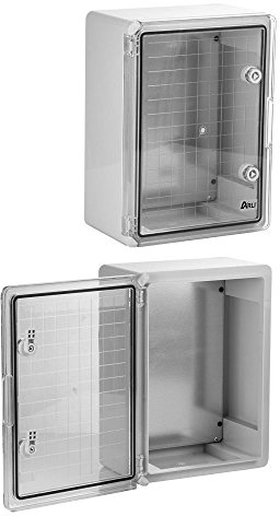 ARLI Schaltschrank IP65 Sichttür Industriegehäuse 400 x 600 x 200 mm verzinkter Montageplatte Verriegelung transparent Tür Gehäuse Leergehäuse ABS Kunststoff leer Schrank 40 x 60 x 20 cm