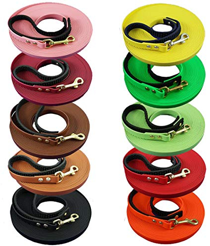 Biothane Schleppleine 16mm breit - Hundeleine für kleine und große Hunde, Wasserabweisende Leine mit Abnehmbarer Handschlaufe I 10,0 m lang - Schwarz