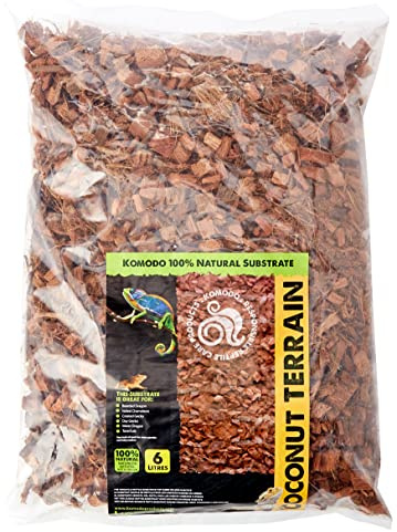 Komodo Coconut Terrain, 6 Litre | Organic coconut husk reptile substrate – for wet or dry habitats, pH neutral and eco-friendly bedding