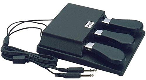 Studiologic Piano-Style Sustain Pedal for Keyboards and MIDI Controllers, 56-Foot Stereo Audio Cable, Triple Pedal, Black