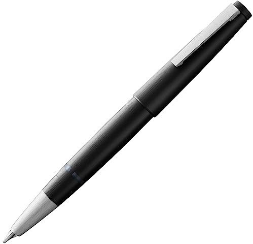 Lamy 2000 black Füller – edler Füllfederhalter im robusten Gehäuse aus Polycarbonat – 14 kt. Goldfeder, partiell platiniert & in Strichbreite OB