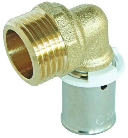 SOMATHERM FOR YOU, Coude mâle à sertir 15/21 pour tubes PER Ø20 - Raccord fiable et rapide à poser - Compatible avec outils H, U, RF - Pression max 10 bars - Norme NF, certifié ACS