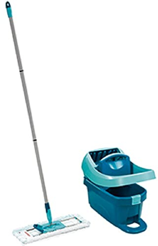 Leifheit Profi XL Mop and Bucket Set, 42 cm Large Floor Mop, Easy Steer Micro Fibre Mop Head and Profi Mop Wringer Bucket, Professional Cleaning