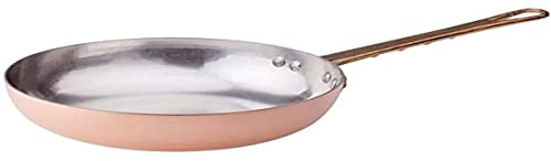 Pentole Agnelli ALCM111M36 Padella In Rame Martellato Stagnato A Mano Con Manico Ottone, Diametro 36 cm