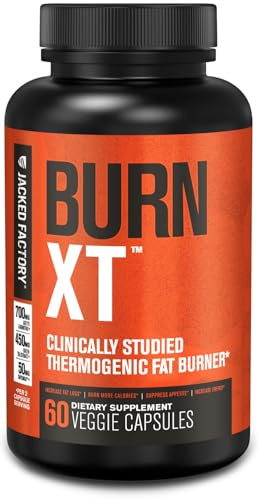 Jacked Factory Burn-XT Clinically Studied Fat Burner & Weight Loss Supplement - Appetite Suppressant & Energy Booster - with Acetyl L-Carnitine, Green Tea Extract and More - 60 Natural Diet Pills