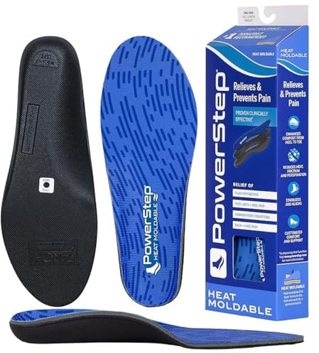 PowerStep Heat Moldable Orthotic Insoles, Arch Support (M10-10.5, W11.5-12)
