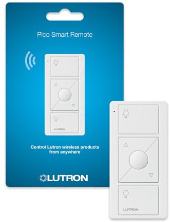 Lutron Pico Remote for Caseta Smart Dimmer Switch, 3-Button Control with Raise/Lower and Preset Lighting Level, For Table Top or Wallmount Use, PJ2-3BRL-WH-L01R, White