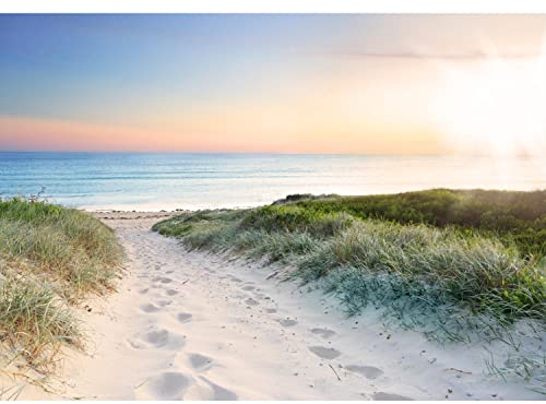 Runa Art Fototapete Strand und Meer Sonnenuntergang 352 x 250 cm Vlies Tapeten XXL Moderne Wandtapete Wohnzimmer Schlafzimmer Blau Beige 9008011a