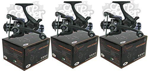 3x Karpfen Angeln Baitrunner Rolle mit Twin Griff und 10Kugellager + Ersatzspule