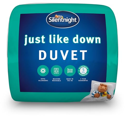 Silentnight Just Like Down 10.5 Tog Double Duvet - Luxury All Year Round Duvet Quilt with Soft Silky Down Like Fibres - Machine Washable and Hypoallergenic - Double, White
