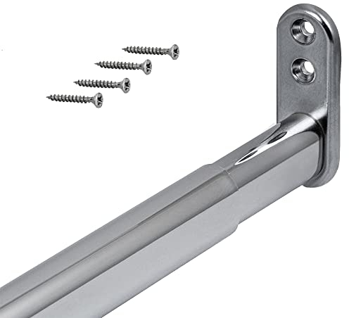 Gedotec Kleiderstange 90-110 cm silber Chrom poliert | OVAL-TELEMAGIC | 1 Set Teleskop-Stange ausziehbar 900-1100 mm | 22 x 15 mm Stahl | flexibles Teleskop-Schrankrohr | Schrankstange Wandmontage
