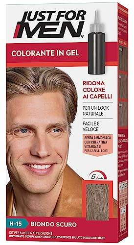 Just For Men Colorante In Gel, Tinta Semipermanente Per Capelli Uomo, Senza Ammoniaca, Con Cheratina E Vitamina E, Colore Biondo Scuro, H15