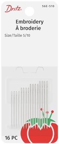 Dritz 56E-510 Embroidery Hand Needles, Size 5/10 (16-Count)