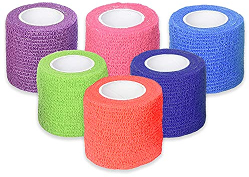 Ever Ready First Aid Self Adherent Cohesive Bandages 2 x 5 Yards - 6 Count, Rainbow Colors