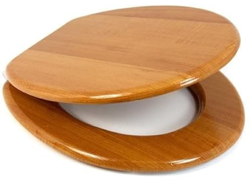 18 Wooden Universal Bathroom Wc Toilet Seat - Easy Fit with Fittings Inch Antique Wood | Strong Quality Durable Long Lasting | Easy Clean Wipe Smooth Surface