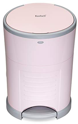 Korbell Standard 16 Litre, Hands Free Nappy Disposal Bin, Soft Pink