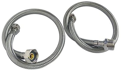 SOMATHERM FOR YOU, Lot de 2 flexibles sanitaires 3/8 - Longueur 300mm - Raccord mâle écrou tournant - Acier inoxydable tressé - Étanchéité et souplesse pour installations fiables