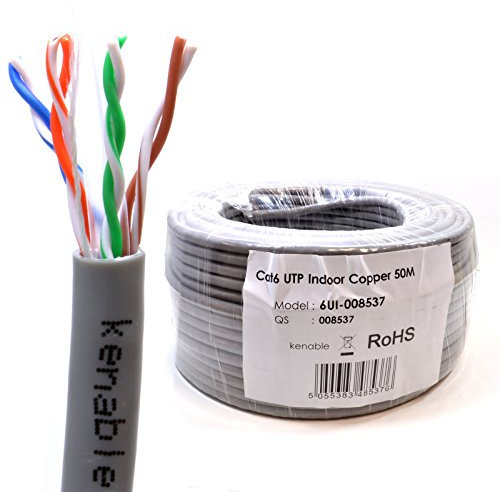kenable Indoor CAT6 UTP 23AWG COPPER Ethernet PVC Network Cable Reel 50m Grey [50 metres]