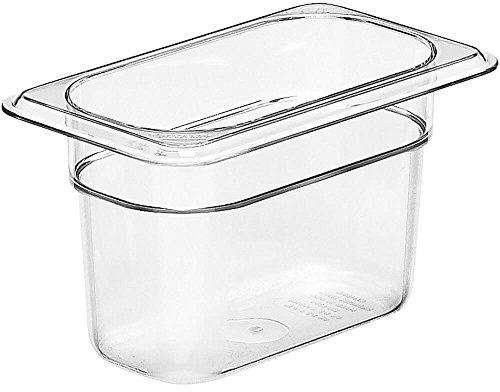 Cambro Camwear Food Pan, Plastic, 1/9 Size, 4 Deep, Polycarbonate, Clear, NSF (6 Pieces/Unit)