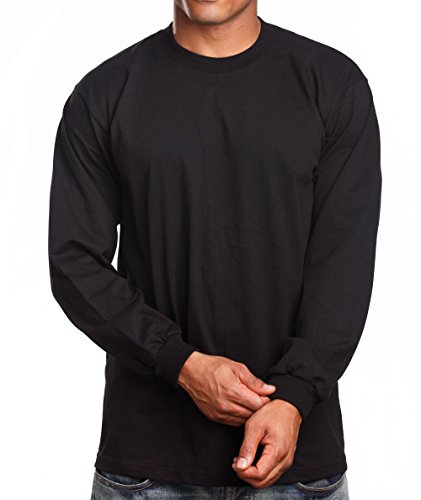 PRO 5 Super Heavy Mens Long Sleeve T-Shirt, X-Large Tall,Black