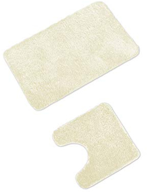 WohnDirect Alfombrilla de baño Conjunto - Alfombra baño Juego - Antideslizante - Lavable - Alfombra para el Cuarto de baño - Crudo - 50 x 80 cm + 45 x 45 cm con Recorte