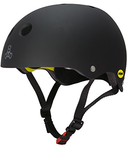 Triple Eight Dual Certified MIPS Bike and Skateboard Helmet, Black Matte, Small/Medium