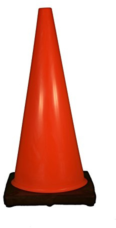 Cortina Traffic Cone, Vinyl with Black Base 03-500-07, 28 Height, Red/Orange