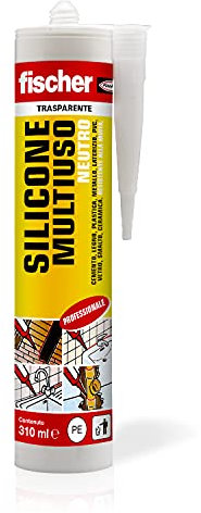 Fischer Silicone Sigillante Neutro SN TR, Inodore, Antimuffa, Senza Solventi, Multiuso per Interni ed Esterni, Trasparente