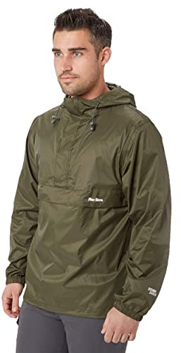 Peter Storm Men’s Packable Cagoule Jacket with Drawcord Hood and Large Zipped Pocket, Waterproof, Breathable & Lightweight Raincoat (UK, Alpha, XXL, Regular, Regular, Green)