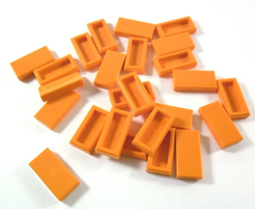 LEGO Pack of 25 tiles 1x2 in orange.
