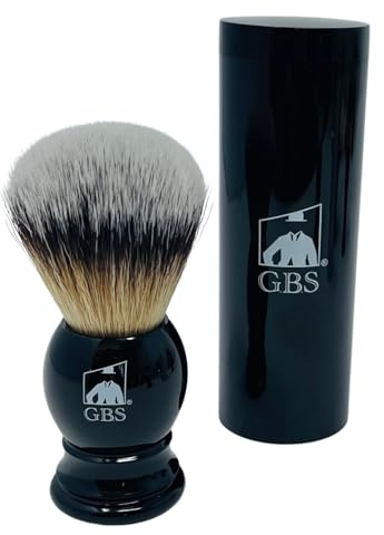 G.B.S Synthetic Shaving Brush with Travel Tube - Professional Wet Shaving Kit, Vegan Bristles, Men’s Grooming Essentials