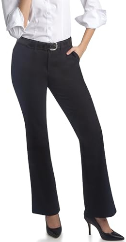 Dickies Women's Flat Front Stretch Twill Pant, Black, 16 Regular