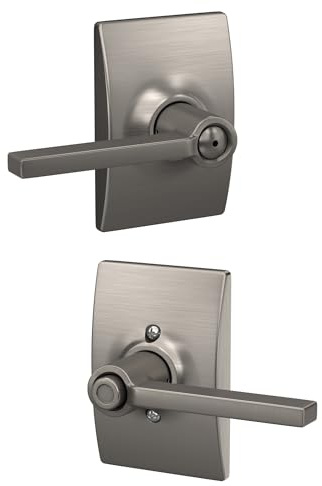 Schlage F40LAT619CEN Century Collection Latitude Privacy Lever, Satin Nickel