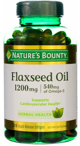 Nature's Bounty Flaxseed Oil 1200 mg, 125 Rapid Release Softgels (Pack of 3)