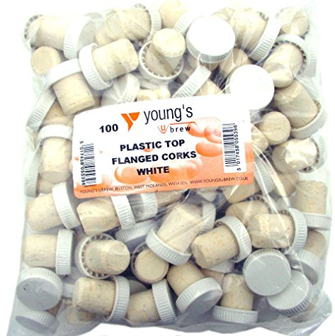 100 New Corks Wine Bottle STOPPERS White Plastic TOP FLANGED