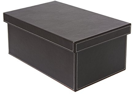Osco Faux Leather Stackable Media Storage Box, Holds up to 26 DVDs, Blu-rays, CDs – Durable Wipe-Clean Finish – Space-Saving Storage Container, Single, Brown
