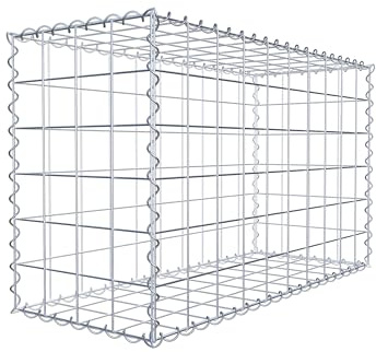 Fyrkantig Gabion stenkorg, nätstorlek 10 cm x 10 cm, höjd 40 cm, spiralkrok, galvaniserad zink 100 x 60 x 40 cm