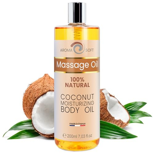 Coconut & Grapeseed Body Massage Oil 100% Natural Sensual Aromatherapy Experience | Non-Greasy Skin Lubricant | Anti-oxidant Rich | Suitable for All Skin Types, 200 ml