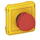 Legrand 069549 Poussoir NO+NF à Déverrouillage par Quart de Tour Étanche Plexo Composable IP55, 3A, 250V, Gris/Jaune