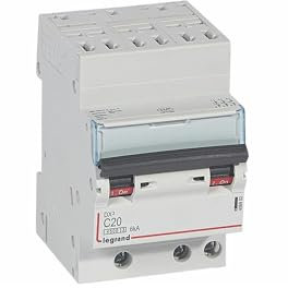 406902 Disjoncteur triphasé 20A - 3P Courbe C - 4,5/6kA - Automatique et vis - Legrand DX3