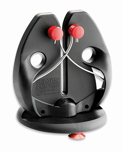 Afilador de cuchillos / rectificador de cuchillos F. DICK por pasadas (varillas de afilado especiales, soporte con ventosas, siempre en el ángulo perfecto, afilado manual sencillo) Rapid Steel Action 9009200