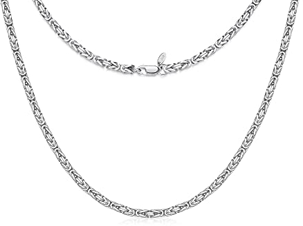 Silberketten Store Königskette 925 Silber Herren 3,5 mm Stärke I Männer Silberkette mit Karabiner Verschluss I Panzerkette Herren vierkant hochglanz