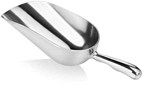 New Star Foodservice 34523 One-Piece Cast Aluminum Round Bottom Bar Ice Flour Utility Scoop, 12-Ounce, Silver (Hand Wash Only)