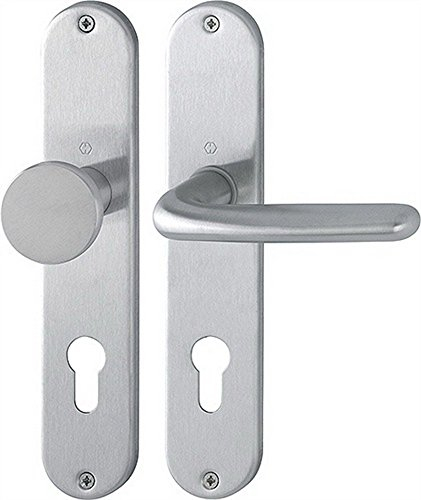 HOPPE 2423736 Türbeschlag Cardiff E1850Z/302 mit Knopf/Profilzylinder-Lochung, Silber