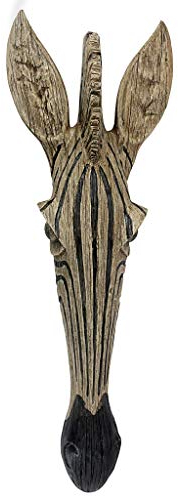 Design Toscano QS91790 Sculpture murale Masque animal de la Savane design Zèbre Multicolore 6,5 x 16,5 x 42 cm