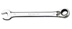 Beta 142K 19 - Chiavi combinate a forchetta e poligonale piegata a cricchetto reversibile cromate