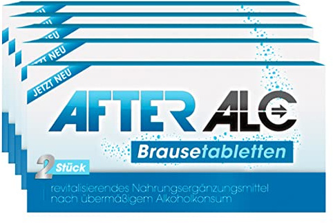 AfterAlc® Recovery Drink | 10 Brausetabletten | mit Elektrolyten, Vitaminen, Inulin & Koffein | Zitronen Geschmack | Magnesium, Kalium, Zink, B-Vitaminen, Vitamin C, Ginseng, Gingko, Ingwer & Guarana