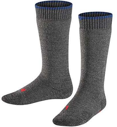FALKE Unisex Kinder Active Warm+ K KH Socken, Blickdicht, Grau (Asphalt Melange 3180), 19-22